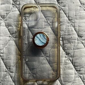 iPhone 13 Tech 21 Clear Phone Case with Blue Marble Ring Holder